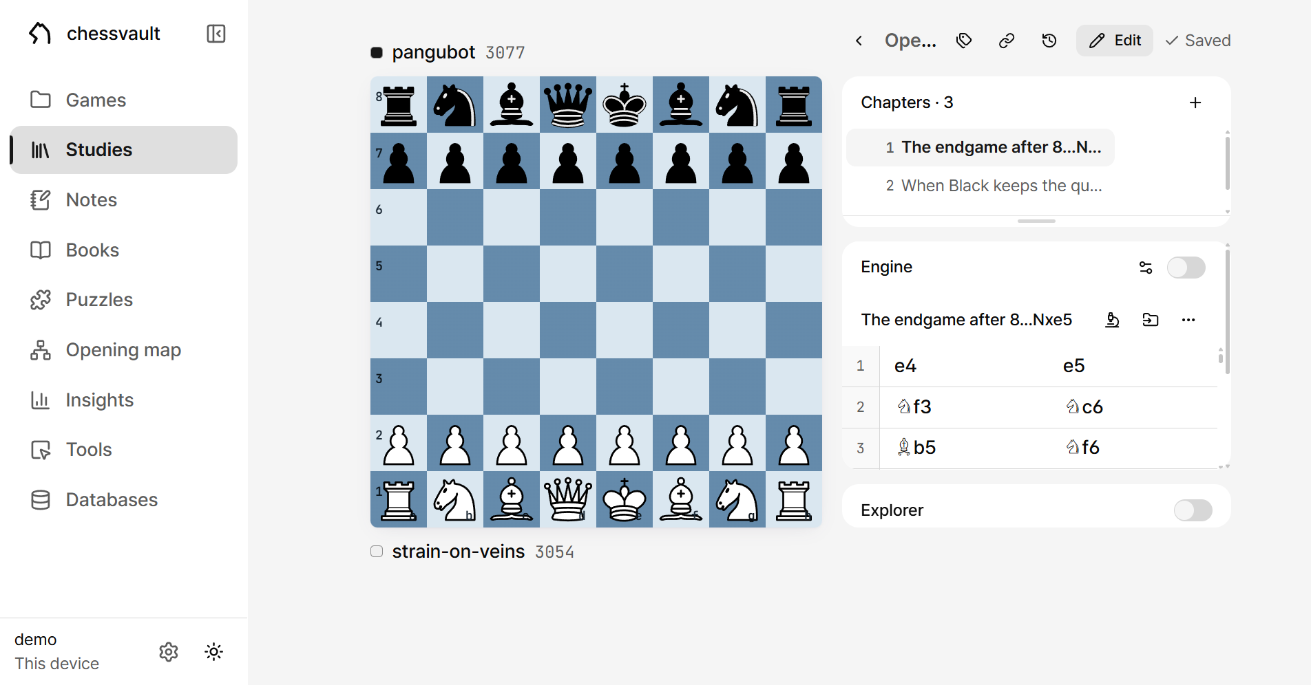 A study open on its chapters, with the chapter introduction beside the board